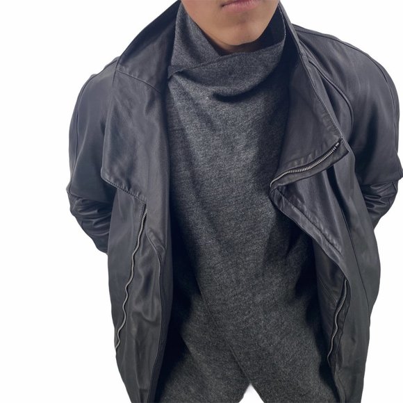 Emporio Armani Lamb Leather Combo Layered Jacket IT 56 US 46 - Picture 11 of 16